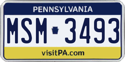 PA license plate MSM3493