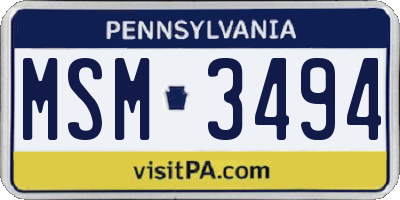 PA license plate MSM3494