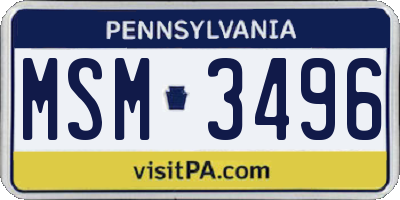 PA license plate MSM3496