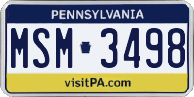 PA license plate MSM3498