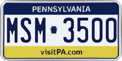 PA license plate MSM3500