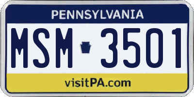 PA license plate MSM3501