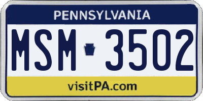 PA license plate MSM3502