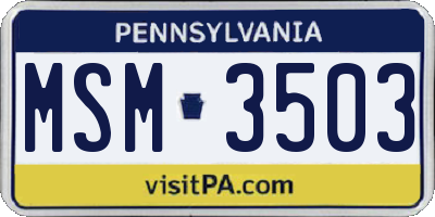PA license plate MSM3503