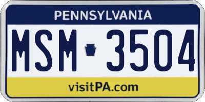 PA license plate MSM3504