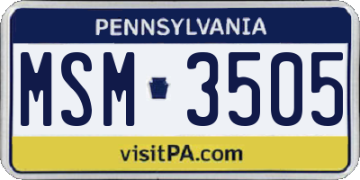PA license plate MSM3505