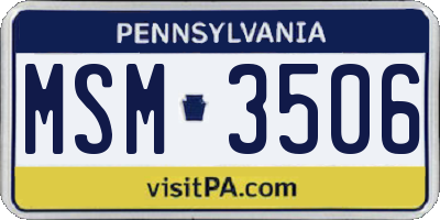 PA license plate MSM3506