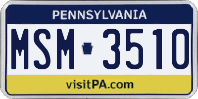 PA license plate MSM3510