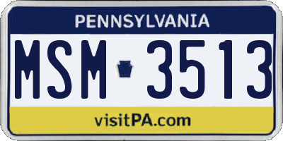 PA license plate MSM3513
