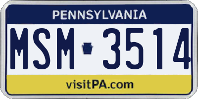 PA license plate MSM3514