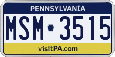 PA license plate MSM3515
