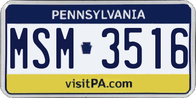 PA license plate MSM3516