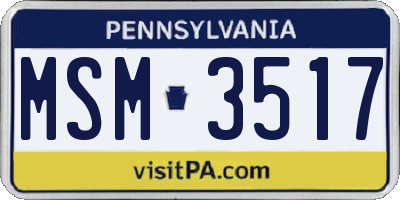 PA license plate MSM3517