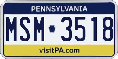 PA license plate MSM3518