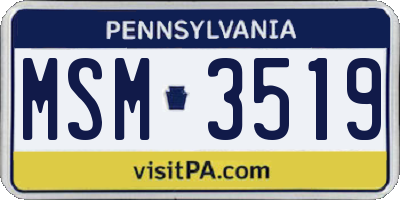 PA license plate MSM3519