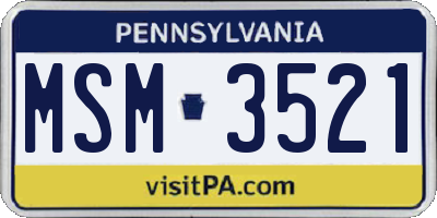 PA license plate MSM3521