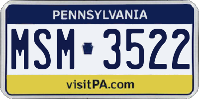 PA license plate MSM3522