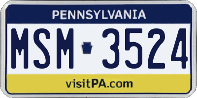 PA license plate MSM3524