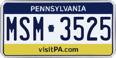 PA license plate MSM3525