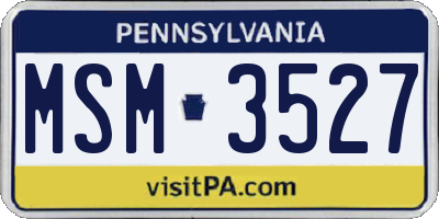 PA license plate MSM3527