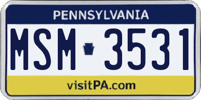 PA license plate MSM3531