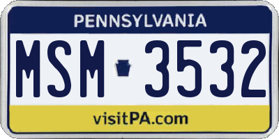 PA license plate MSM3532