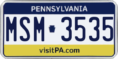 PA license plate MSM3535