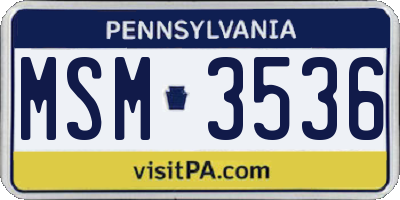 PA license plate MSM3536