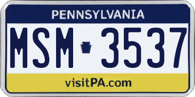 PA license plate MSM3537