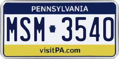 PA license plate MSM3540