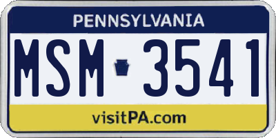PA license plate MSM3541