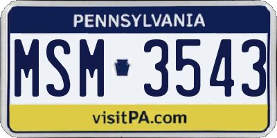 PA license plate MSM3543