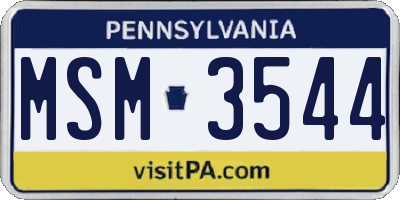 PA license plate MSM3544