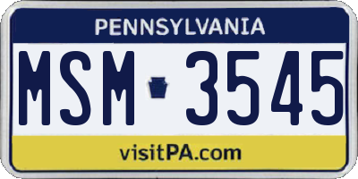 PA license plate MSM3545