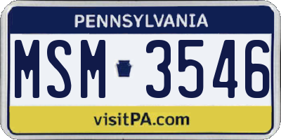 PA license plate MSM3546