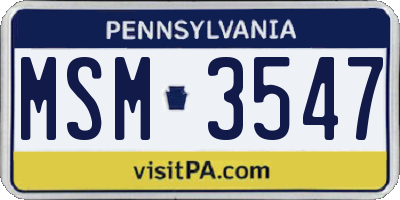 PA license plate MSM3547