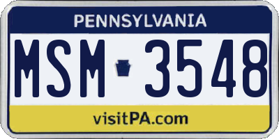 PA license plate MSM3548