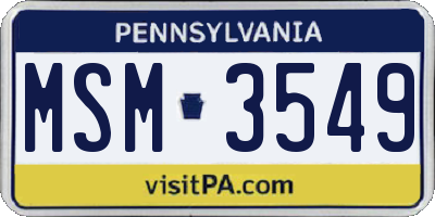 PA license plate MSM3549