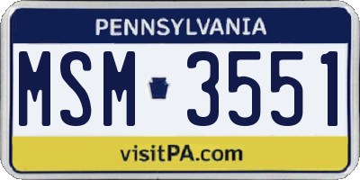 PA license plate MSM3551