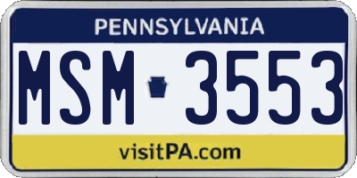 PA license plate MSM3553