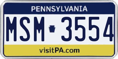 PA license plate MSM3554