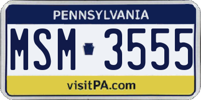 PA license plate MSM3555