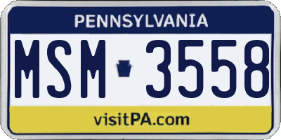 PA license plate MSM3558