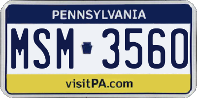 PA license plate MSM3560