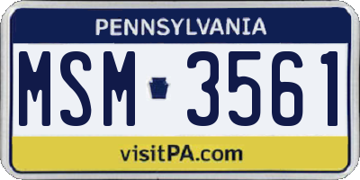 PA license plate MSM3561