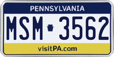 PA license plate MSM3562