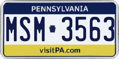 PA license plate MSM3563