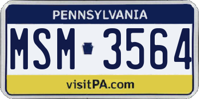 PA license plate MSM3564