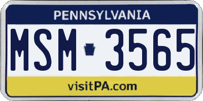 PA license plate MSM3565