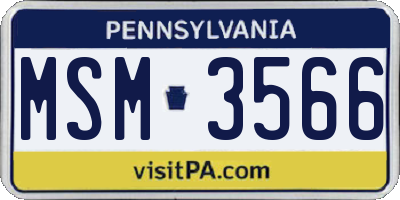 PA license plate MSM3566